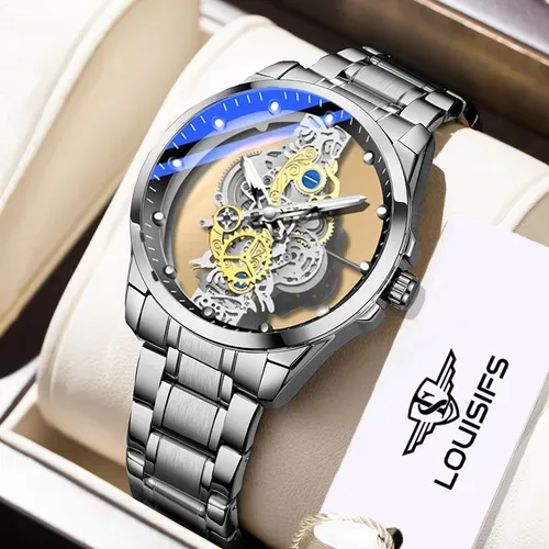 🔥🔥🔥Double-sided transparent hollow automatic mechanical men's watch top brand original men's watch luxury chronograph quartz sports watch men's watch waterproof luminous watch 22 sales