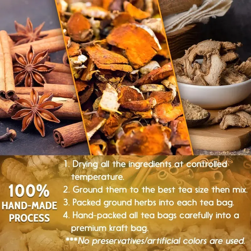 Turmeric Ginger Cinnamon Tea, 100% Natural, Anti-Inflammatea. Eco-conscious Tea Bags. Turmeric Ginger Herbal Tea. No Sugar, No Caffeine, No Gluten, Vegan. antiinflamma tea, looseleaf tea Beverage anti in flama tea ginger caffeine free