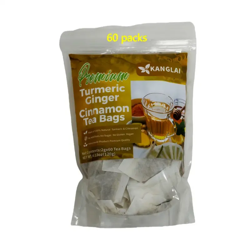 Premium Turmeric Ginger Cinnamon Tea 60 Bags 100% Natural Anti-Inflammatory Eco-Friendly No Sugar Caffeine Gluten Vegan Loose Leaf Tea antiinflamma tea, looseleaf tea Beverageanti in flama tea ginger caffeine free Vegan