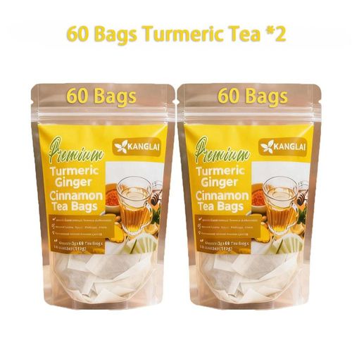 Premium Turmeric Ginger Cinnamon Tea 60 Bags 100% Natural Anti-Inflammatory Eco-Friendly No Sugar Caffeine Gluten Vegan Loose Leaf Tea antiinflamma tea, looseleaf tea Beverageanti in flama tea ginger caffeine free Vegan
