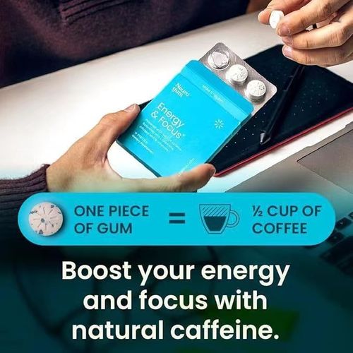 Neuro Energy Caffeine Gum Mints for Energy & Focus - Sugar-Free with L theanine, Caffeine, Vitamin B12 & Vitamin B6 - Peppermint Flavor