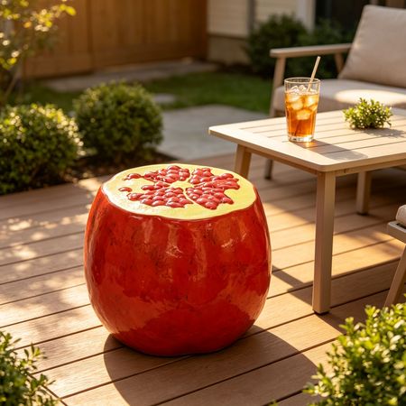 Pomegranate Fruit Stool, Oversized Resin Stool, Side Table, Home Decor Plant Stand Garden Indoor Outdoor Decorations, Multi-Purpose Innovative Garden Furniture