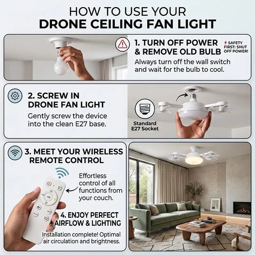 Foldable LED Ceiling Fan with Light