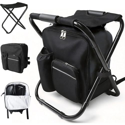 Camping Folding Stool Backpack Insulated Cooler Bag