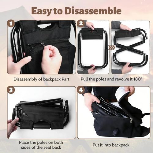 Camping Folding Stool Backpack Insulated Cooler Bag