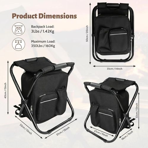 Camping Folding Stool Backpack Insulated Cooler Bag