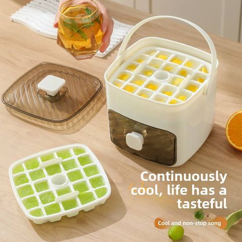 New Large Capacity Food Grade Ice Box Ice Bucket Double-Layer Pressed Ice Cube Mold with Handle Drawer