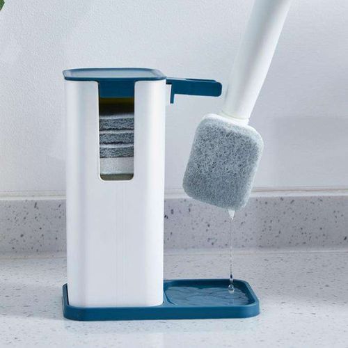 Replaceable Kitchen Brush Automatic Liquid Adding Clean Brush with Long Handle Sponge Dish Washing Pot Brush Set