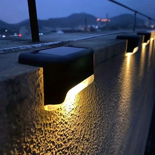 Outdoor Mini Patio Garden Pathway Fences Led Solar Deck Lights Waterproof Warm White Solar Stairs Step Lights