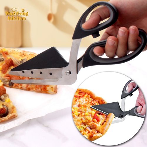 Multifunctional Kitchen Scissors Pizza Cutter Slicer Food-Grade Sharp Stainless Steel Blade Soft Grip Handle Pizza Scissors