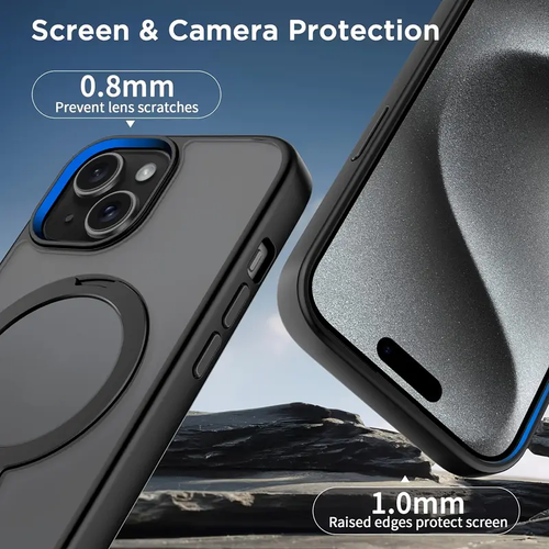 Luxury Tpu Magnetic Matte Phone Stand Wireless Charging Phone case for iphone 17 Pro Max 16 15 14 13 12 Pro PC Cover