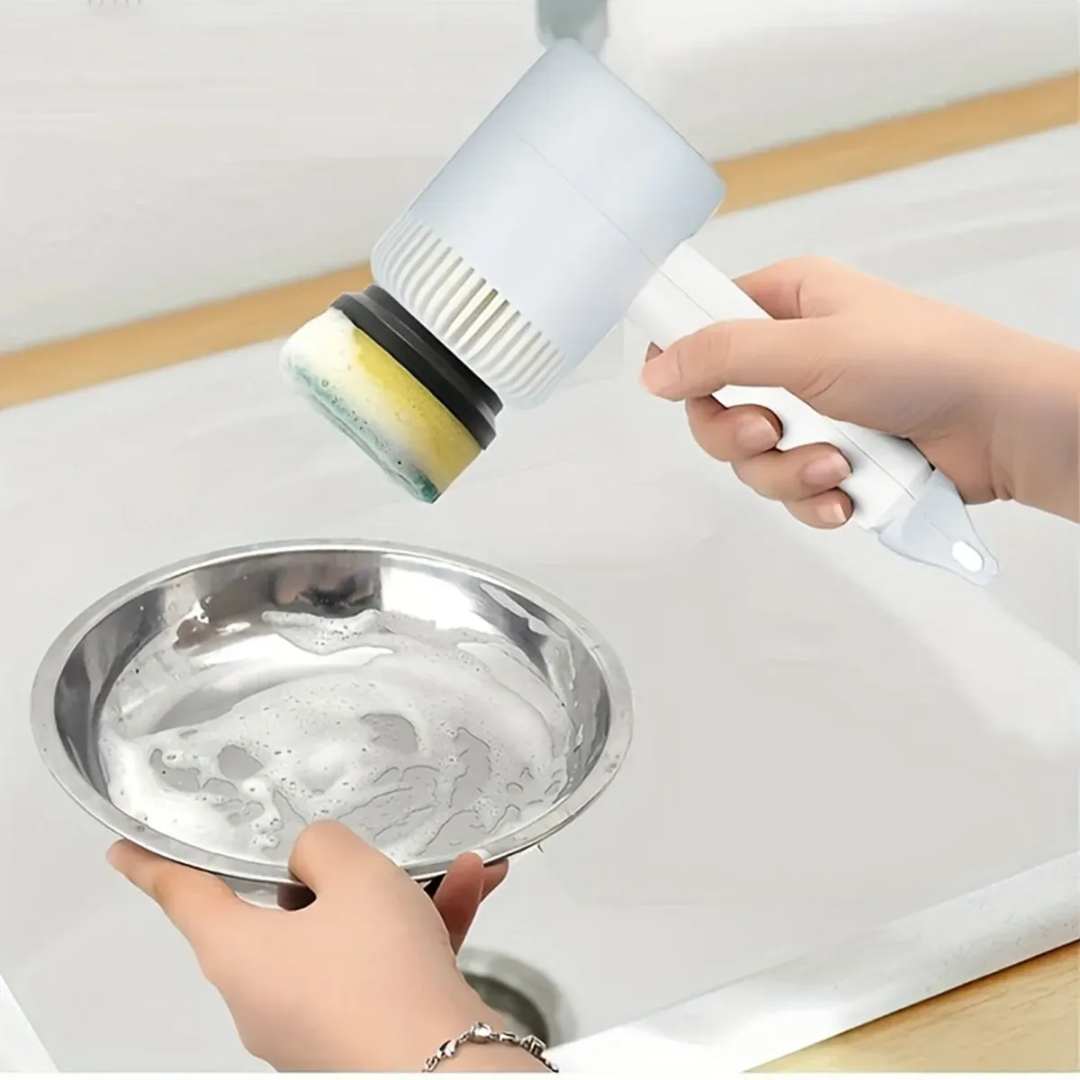 Handheld Electric Cleaning Brush Rechargeable Spin Small With 2 Brush Heads Dish Plate Bowl Electric Scrubber Cleaning Brush