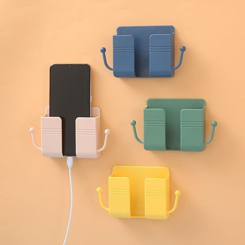 Multipurpose Mobile Phone Accessories Wall Mount Stand Adhesive Remote Control Holder & Storage Box Made of Durable Plastic