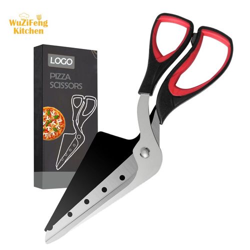 Multifunctional Kitchen Scissors Pizza Cutter Slicer Food-Grade Sharp Stainless Steel Blade Soft Grip Handle Pizza Scissors
