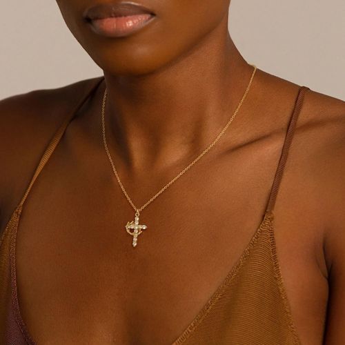 Dropshipping Products 2025 Crown Cross Necklace for Women Necklace Simple Diamond Gold Necklaces Faith Cross Jewelry Lux