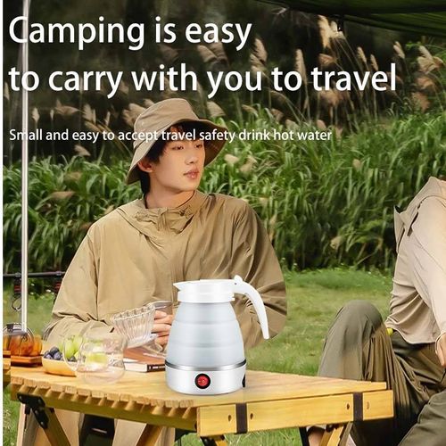 Foldable Portable Electric Water Kettle, Silicone and SUS 304, One-touch Water Boiling, Adjustable Temperature, Various Colors