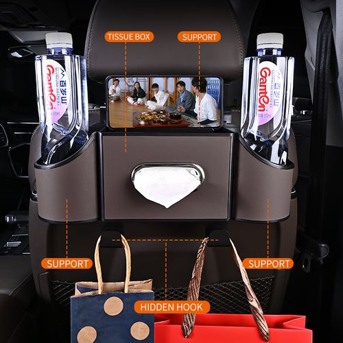 Chair Back Leather Storage Box Mobile Phone Holder Cup Holder Tissue Box Auto Parts Suitable for All Models