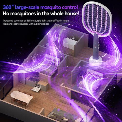 Electric Mosquito Swatter with Auto Mosquito Luring - Rechargeable 2-in-1 Mosquito Killer Lamp for Home