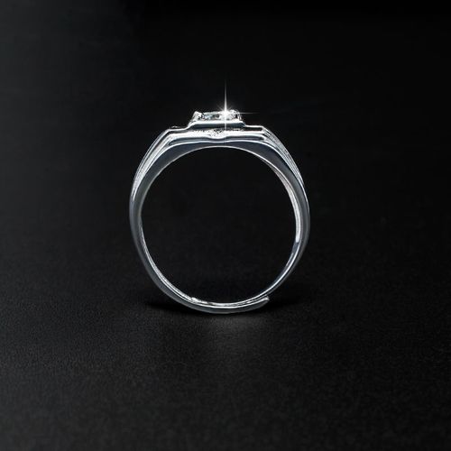 Morganite minimalist ring for men - single ring in a trendy and personalized style, with an adjustable opening. Retro men's ring design.