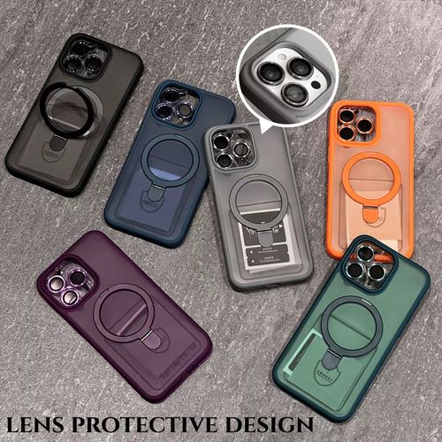 Luxury Tpu Magnetic Matte Phone Stand Wireless Charging Phone case for iphone 17 Pro Max 16 15 14 13 12 Pro PC Cover