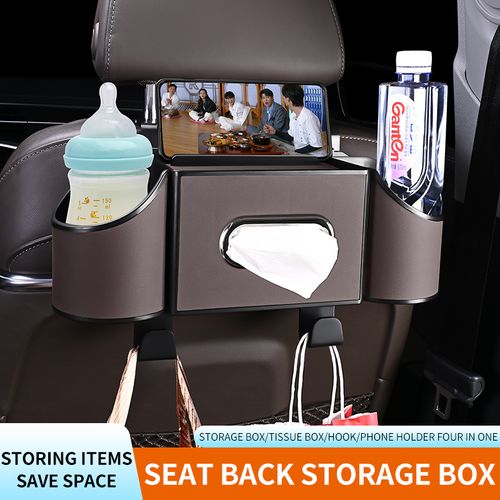 Chair Back Leather Storage Box Mobile Phone Holder Cup Holder Tissue Box Auto Parts Suitable for All Models