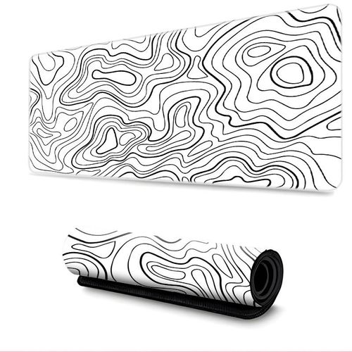 Customized Comfortable 300*800*2mm Rectangular Mousepad with Sublimation Printing Line Pattern and Stitched Edge Ready Stock