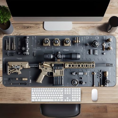 Gun Parts Assembly Large Mouse Pad XXL Desk Mat Non-Slip Rubber Base Gaming Keyboard and Mouse Stitched Edges for Home and Game