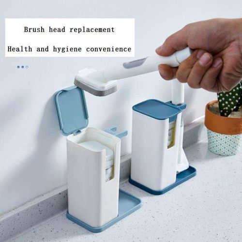 Replaceable Kitchen Brush Automatic Liquid Adding Clean Brush with Long Handle Sponge Dish Washing Pot Brush Set
