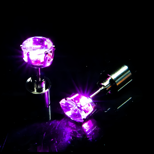 LED Earring Light up Crown Glowing Crystal Stainless Ear Light up Jewelry Earrings