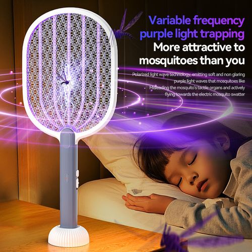 Electric Mosquito Swatter with Auto Mosquito Luring - Rechargeable 2-in-1 Mosquito Killer Lamp for Home