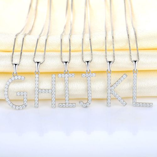 D Letter Necklace with Rhinestones - Zodiac Letter Jewelry