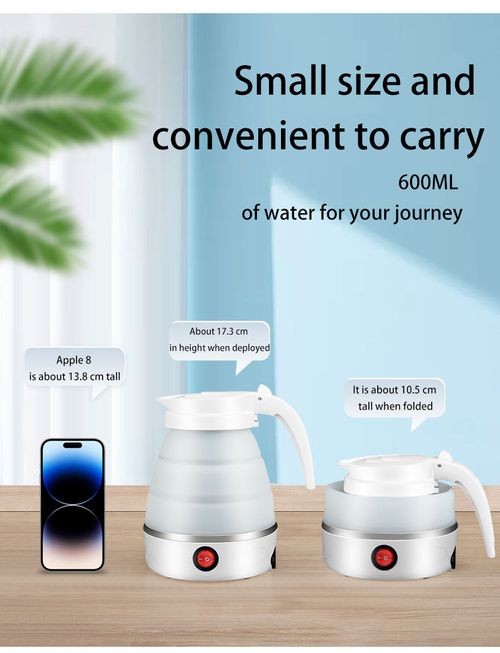 Foldable Portable Electric Water Kettle, Silicone and SUS 304, One-touch Water Boiling, Adjustable Temperature, Various Colors