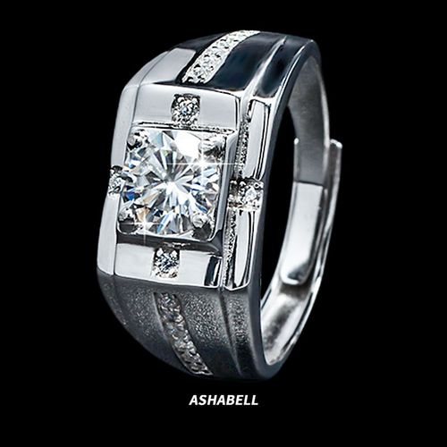 Morganite minimalist ring for men - single ring in a trendy and personalized style, with an adjustable opening. Retro men's ring design.