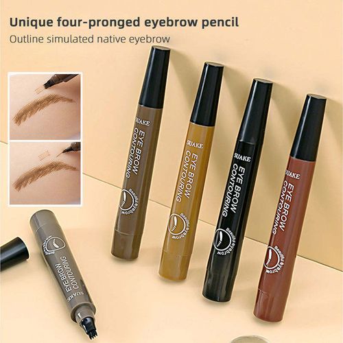 Microblading Eyebrow Pen 4 Fork Tip Tattoo Pencil Long Lasting Fine Sketch Brown Black Waterproof Four Tip Eyebrow Pencil