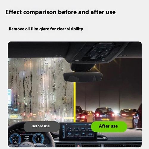 Powerful Car Windshield & Side Window Oil Film Cleaner Rearview Mirror Wipe with Effective Brush for Decontamination