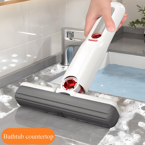 One-Button Mini Folding Small Mop Easy to Use New Type for Kitchen Bathroom Household Cleaning round Sponge Head