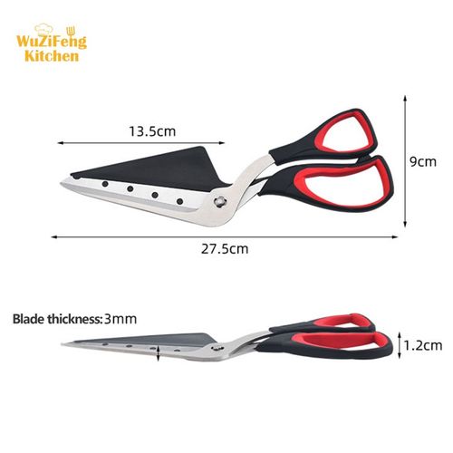 Multifunctional Kitchen Scissors Pizza Cutter Slicer Food-Grade Sharp Stainless Steel Blade Soft Grip Handle Pizza Scissors