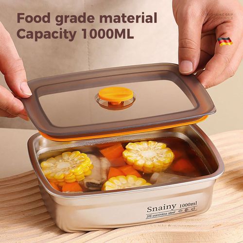 316 Food Grade Stainless Steel Single Compartment Tiffin Preserved Lunch Fruit Meal Storage with Sealed Lid for Refrigerator Use