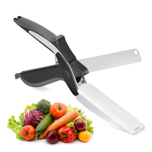 Multifunction 2 in 1 Smart Knife and Cutting Board Chopper Vegetable Stainless Steel Cutting Board Scissors