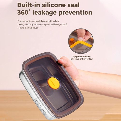 316 Food Grade Stainless Steel Single Compartment Tiffin Preserved Lunch Fruit Meal Storage with Sealed Lid for Refrigerator Use