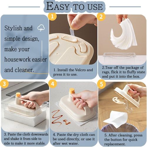 Disposable Magic Cleaning Brushes Specialized Kitchen Degreasing Cloth Protecting Hands 2 Washcloths Replaceable Cleaning Brush