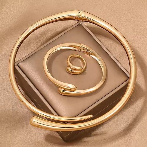 Set Designer Jewelry Sets Water Drop Ring Alloy Famous Brand Bracelet High Quality Choker Unisex Fine Opening Jewelry