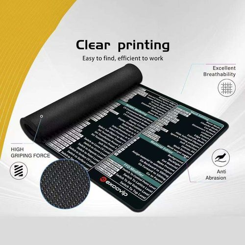 Newest Blender Excel Gaming Desk Mat Keyboard Shortcut Mouse Pad  Extended Rubber Non-Slip Rubber Custom Desktop Mouse Pad
