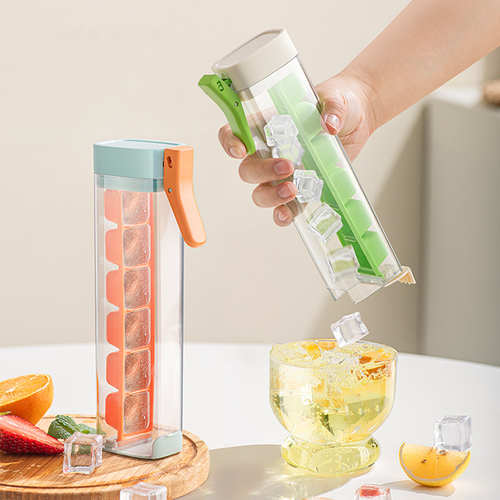 2024 New Small One-hand Press Ice Tray Internet Celebrity Minimalist 6-grid Refrigerator Ice Cubes Maker