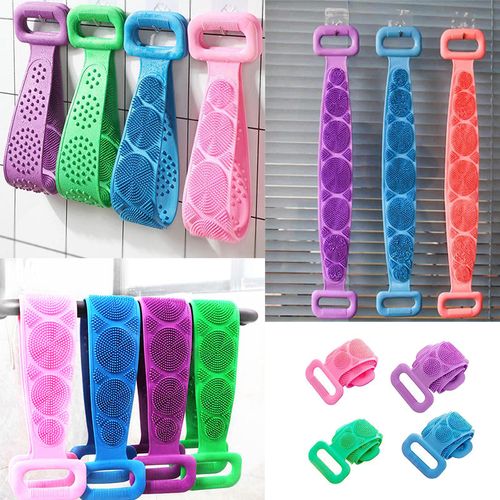 Silicone Shower Exfoliating Brush Belt Back Scrub Massage Cleaner Cleaning Bathroom Accessories Bath Brushes Body Scrubber
