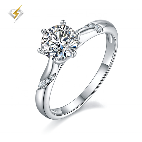 Fine Jewelry Rhodium Plated 3 Carat Diamond VVS1 Moissanite Ring Sterling Silver Party Gift Rings of Wedding Engagement