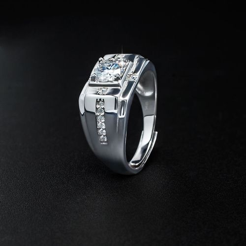 Morganite minimalist ring for men - single ring in a trendy and personalized style, with an adjustable opening. Retro men's ring design.