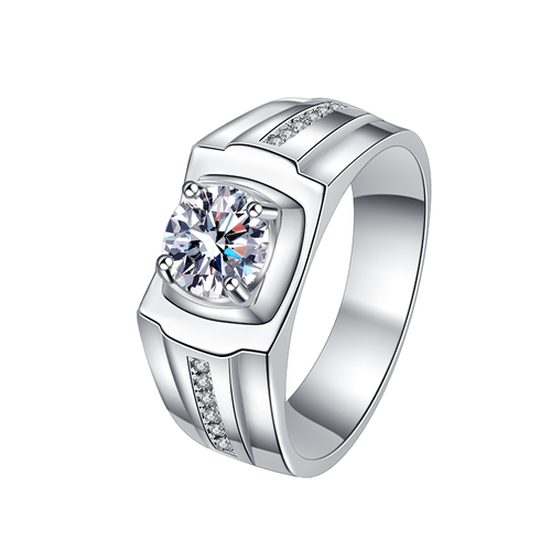 Bestseller! Men's Minimalist Moissanite Ring - Single's Ring, Trendy & Unique, Open Adjustable Band, Vintage Style for Men