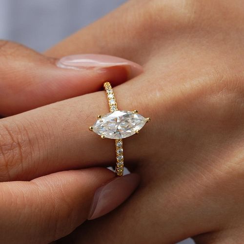 2CT 3CT Marquise Diamond Rings for Women VVS Moissanite Diamond Rings 925 Silver Gold Plated Fine Jewelry