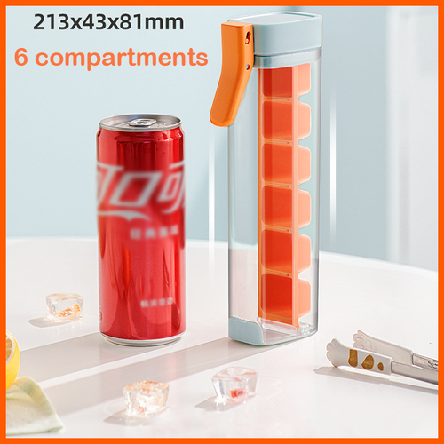 2024 New Small One-hand Press Ice Tray Internet Celebrity Minimalist 6-grid Refrigerator Ice Cubes Maker